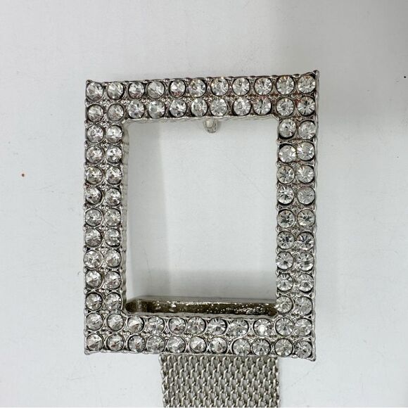 Zara Silver Mesh Belt w/Rhinestone Buckle and Accents Holiday Formal Cocktail - Picture 10 of 12